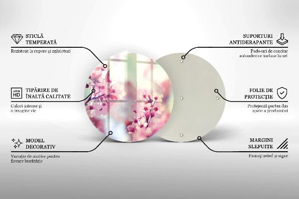 Üveg vágódeszka Tavaszi rózsaszín virágok