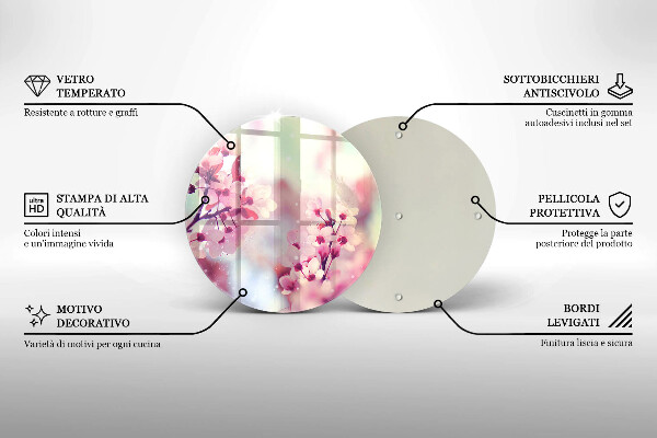 Üveg vágódeszka Tavaszi rózsaszín virágok