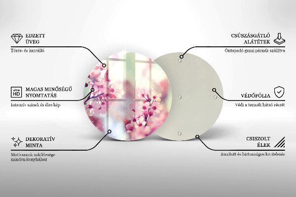 Üveg vágódeszka Tavaszi rózsaszín virágok