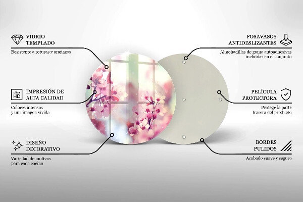 Üveg vágódeszka Tavaszi rózsaszín virágok