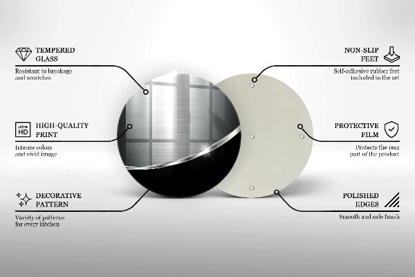 Üveg vágódeszka Absztrakció fémmel