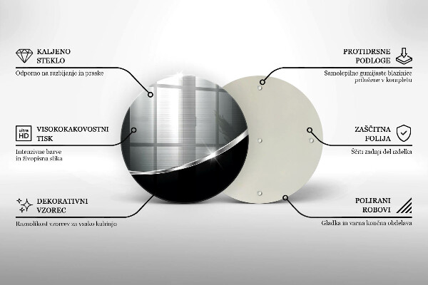 Üveg vágódeszka Absztrakció fémmel