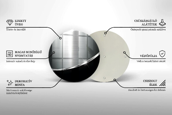 Üveg vágódeszka Absztrakció fémmel
