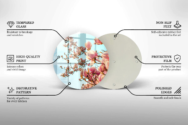 Üveg vágódeszka Rózsaszín virágú fa