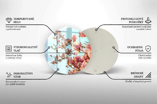 Üveg vágódeszka Rózsaszín virágú fa