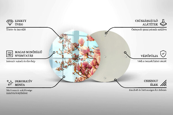 Üveg vágódeszka Rózsaszín virágú fa