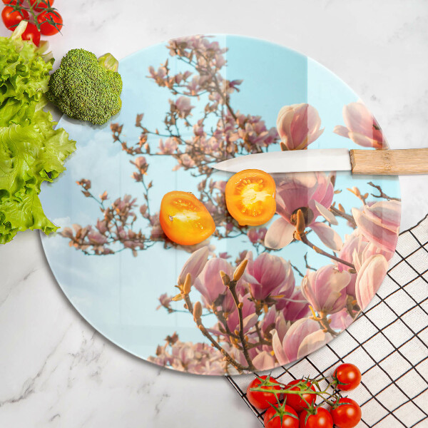 Üveg vágódeszka Rózsaszín virágú fa