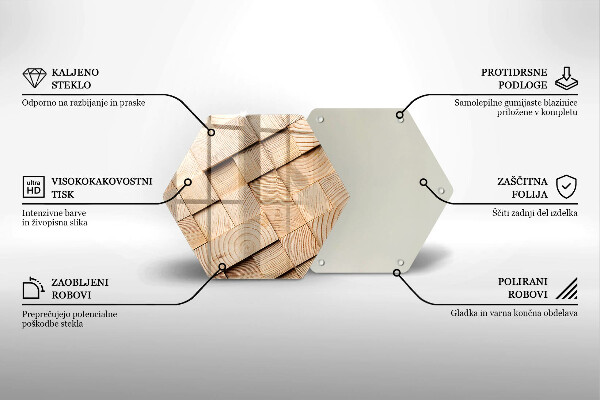 Üveg vágódeszka Fa négyzetek