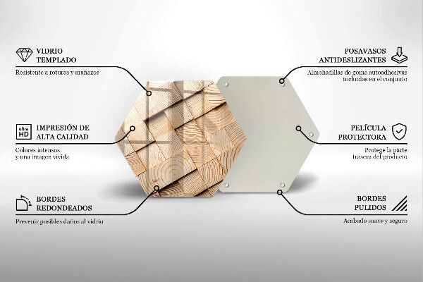 Üveg vágódeszka Fa négyzetek