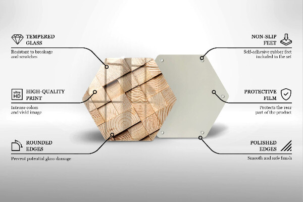 Üveg vágódeszka Fa négyzetek