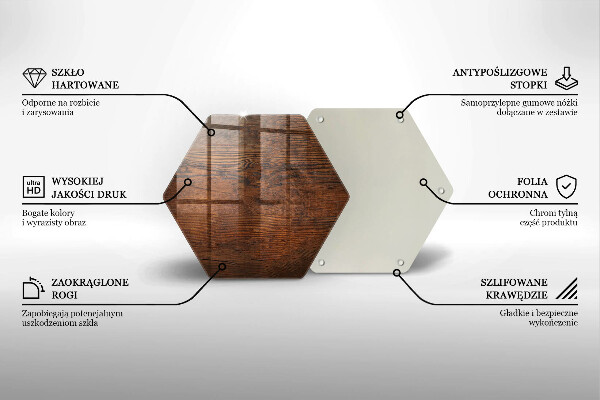 Üveg vágódeszka Sötét fa tábla