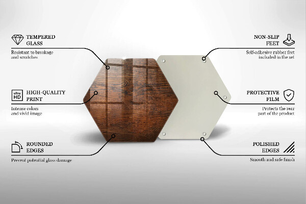 Üveg vágódeszka Sötét fa tábla