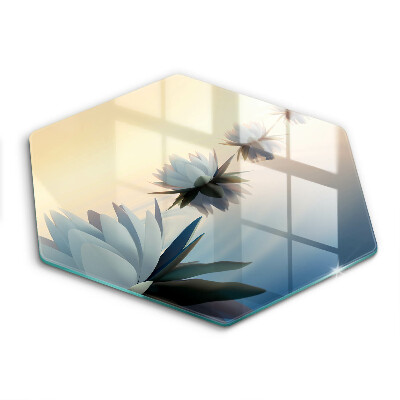 Üveg vágódeszka Liliom virágok a vízen