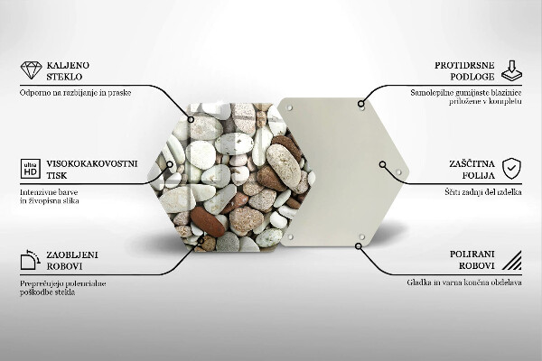Üveg vágódeszka Kis kövek háttér