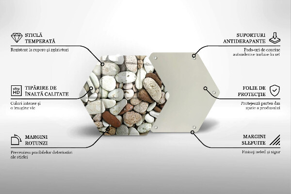 Üveg vágódeszka Kis kövek háttér