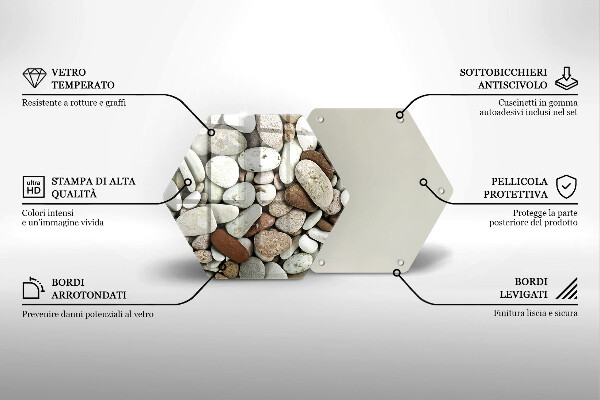 Üveg vágódeszka Kis kövek háttér