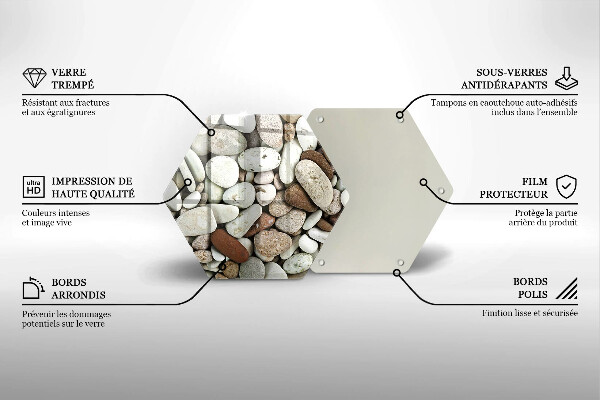 Üveg vágódeszka Kis kövek háttér