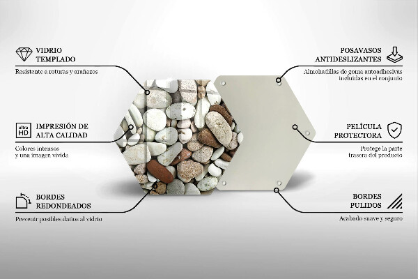 Üveg vágódeszka Kis kövek háttér