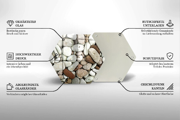 Üveg vágódeszka Kis kövek háttér