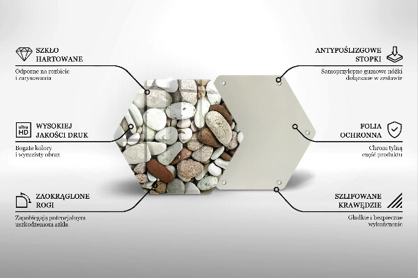 Üveg vágódeszka Kis kövek háttér