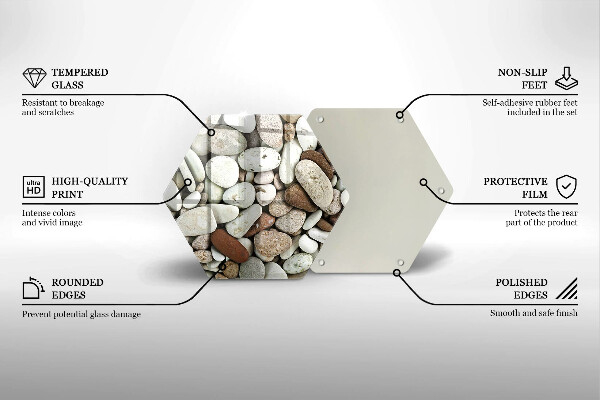 Üveg vágódeszka Kis kövek háttér