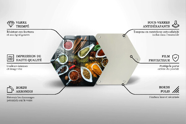 Üveg vágódeszka Konyhai fűszerek