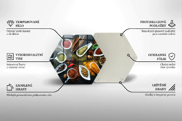 Üveg vágódeszka Konyhai fűszerek