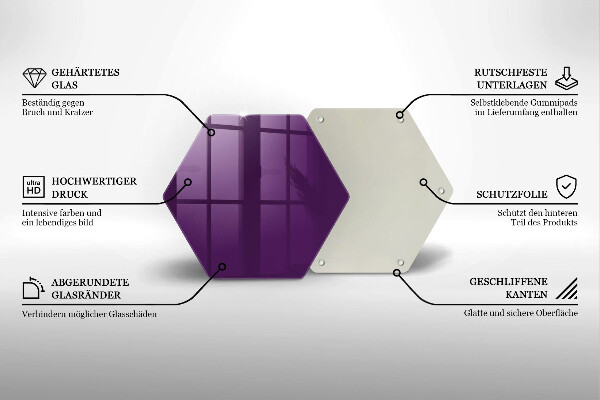 Üveg vágódeszka Lila színű