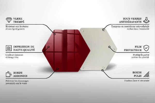 Üveg vágódeszka Bordó színű