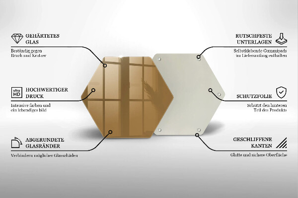 Üveg vágódeszka Bézs színű