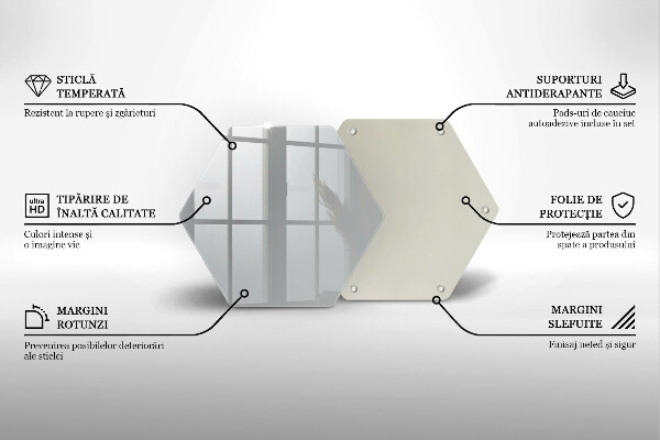 Üveg vágódeszka Szürke színű