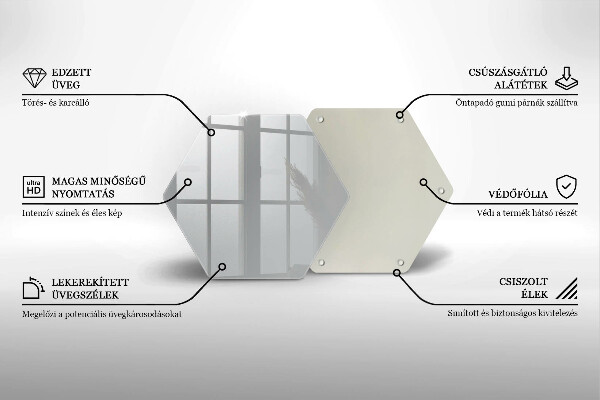 Üveg vágódeszka Szürke színű