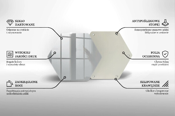 Üveg vágódeszka Szürke színű