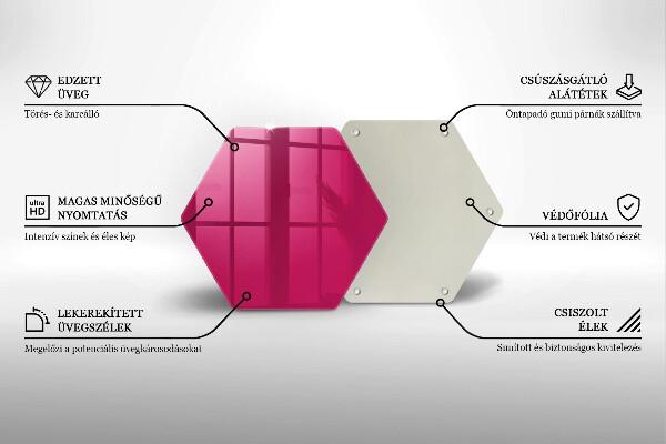 Üveg vágódeszka Rózsaszín szín