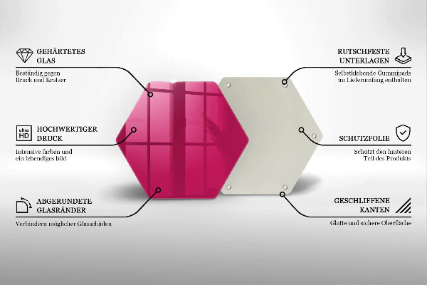 Üveg vágódeszka Rózsaszín szín