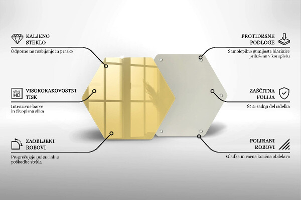 Üveg vágódeszka Sárga