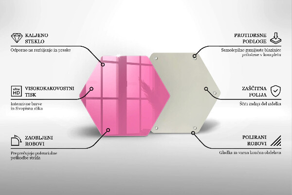 Üveg vágódeszka Rózsaszín szín