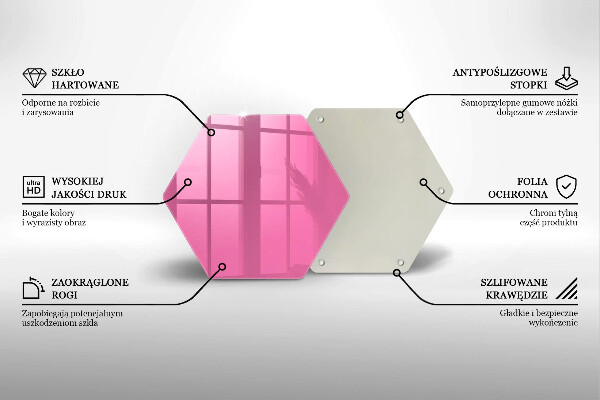 Üveg vágódeszka Rózsaszín szín