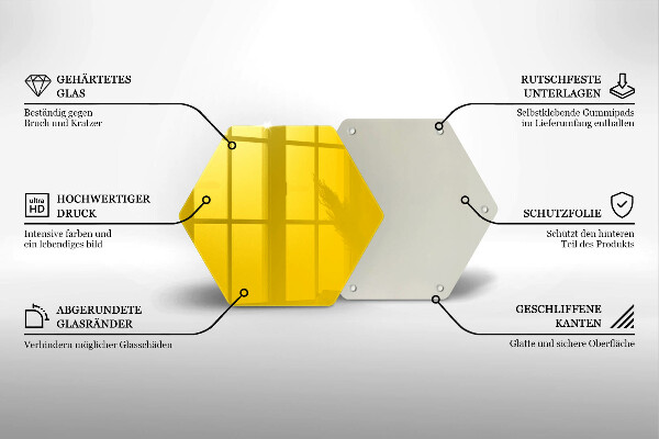 Üveg vágódeszka Sárga