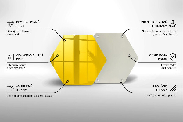 Üveg vágódeszka Sárga