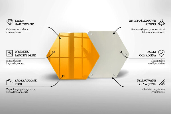Üveg vágódeszka Sötét sárga színű