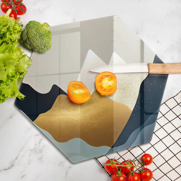 Üveg vágódeszka Absztrakt hegyek