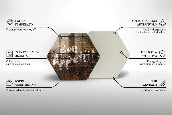 Üveg vágódeszka Bon Appetit feliratos táblák