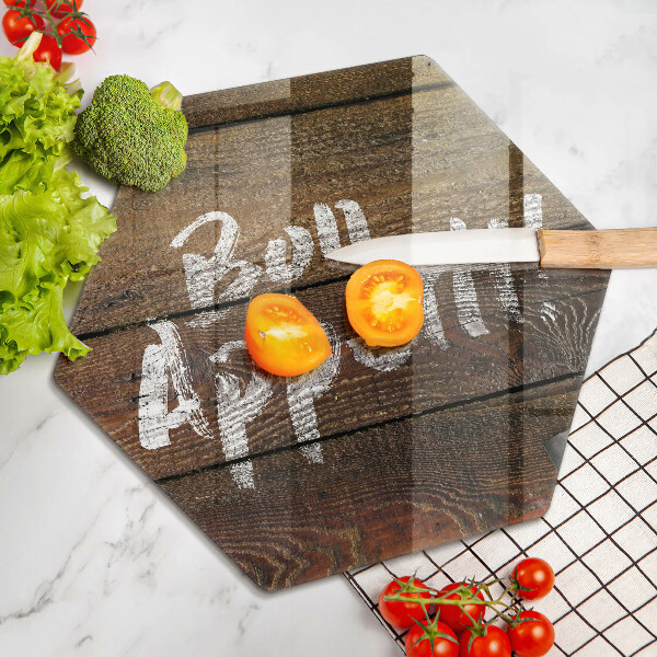Üveg vágódeszka Bon Appetit feliratos táblák
