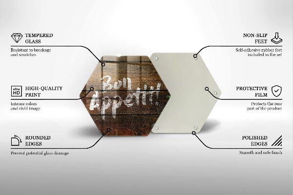 Üveg vágódeszka Bon Appetit feliratos táblák