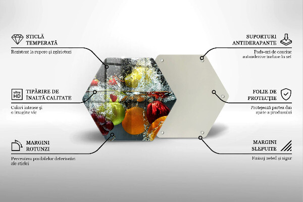 Üveg vágódeszka Lédús gyümölcs vízben