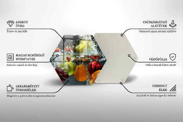 Üveg vágódeszka Lédús gyümölcs vízben