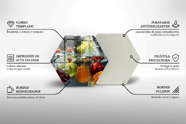 Üveg vágódeszka Lédús gyümölcs vízben