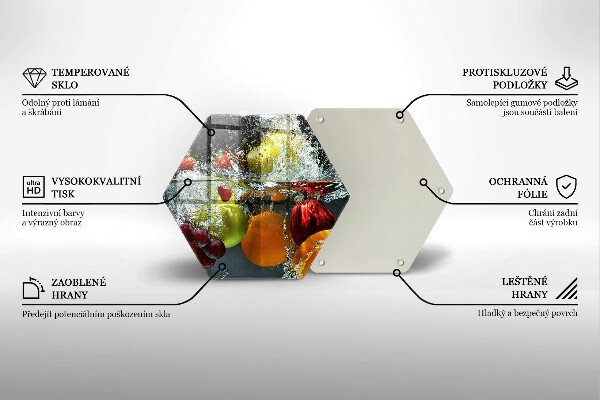 Üveg vágódeszka Lédús gyümölcs vízben