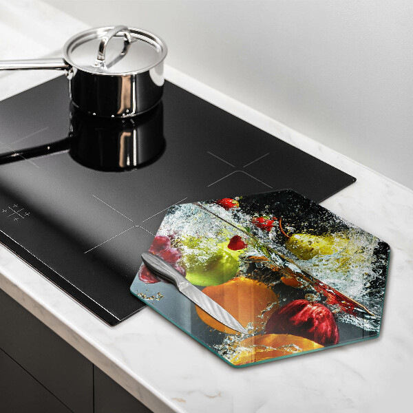 Üveg vágódeszka Lédús gyümölcs vízben